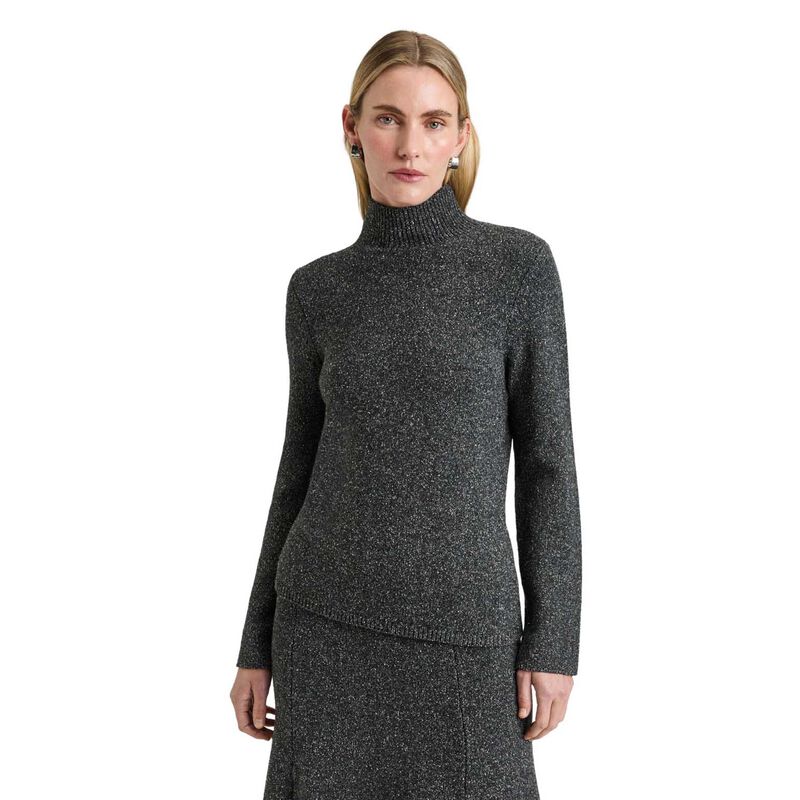 Veronika Maine Merino Silk Blend Textured Funnel Neck Sweater image number 4